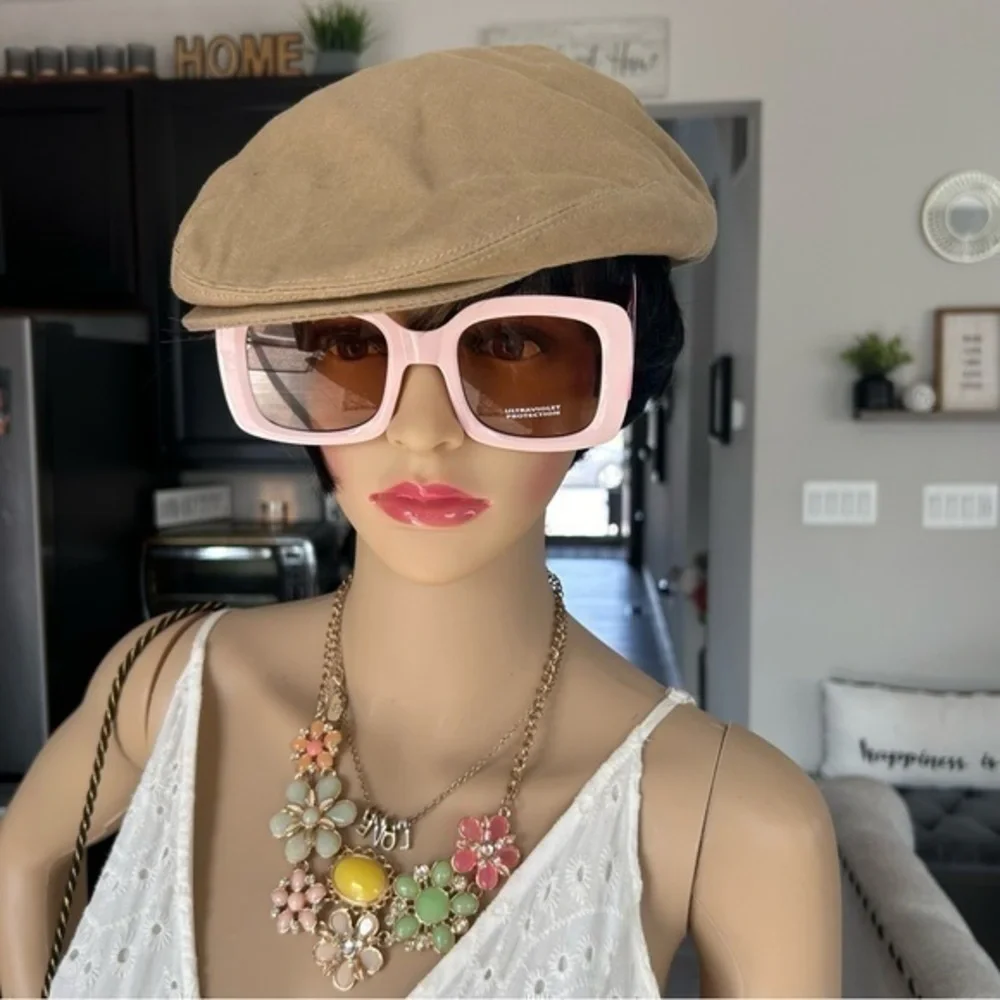 💋NWT Statement oversized square framed pink pearl sunglasses 🕶 sunshades
